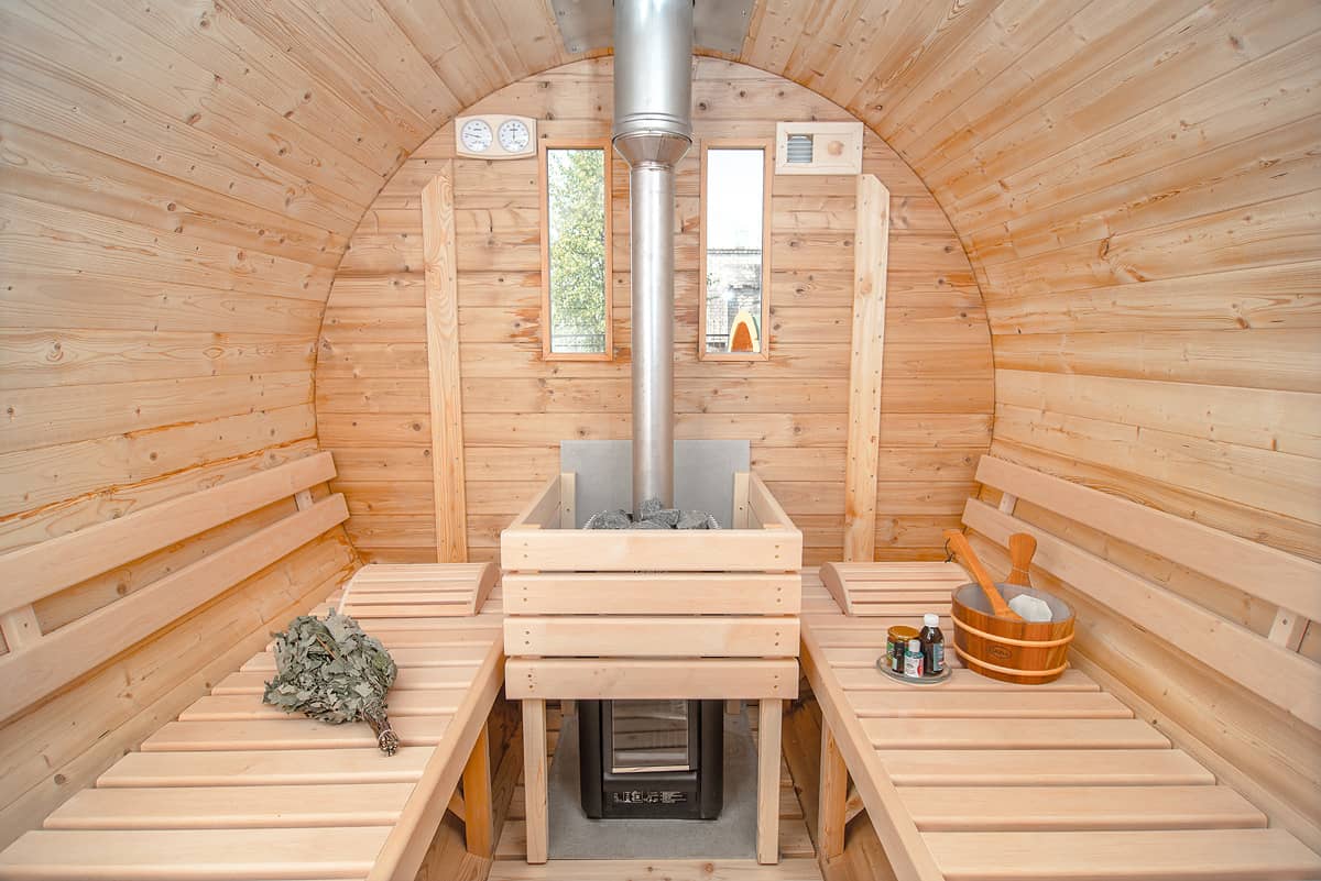 Tonneau sauna intérieur